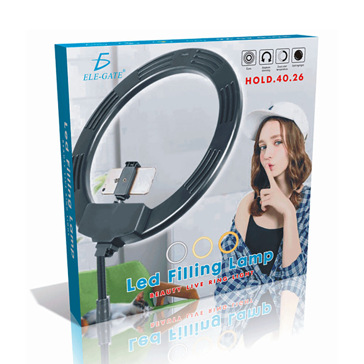 Aro Luz Led Elegate De 10 Pulgadas Con Soporte Para Mesa - Negro Blanco cálido/Blanco frío