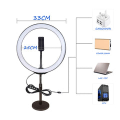 Aro de luz LED 33 cm Elegate con tripié y soporte para smartphone
