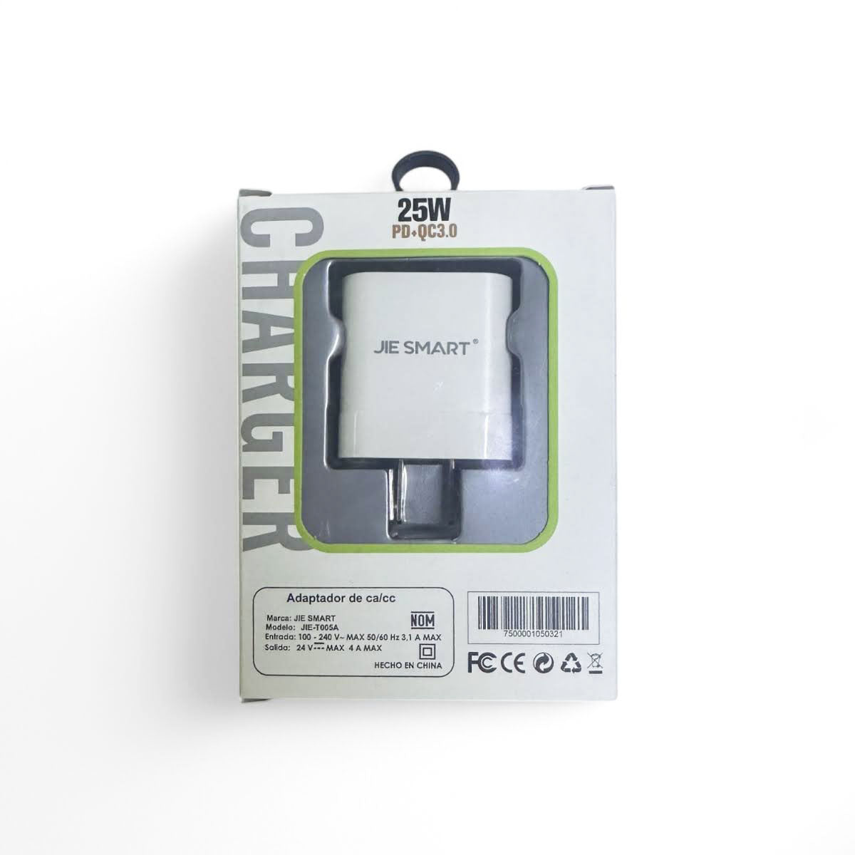 JIE SMART clavija cargador rapido 25W color blanco
