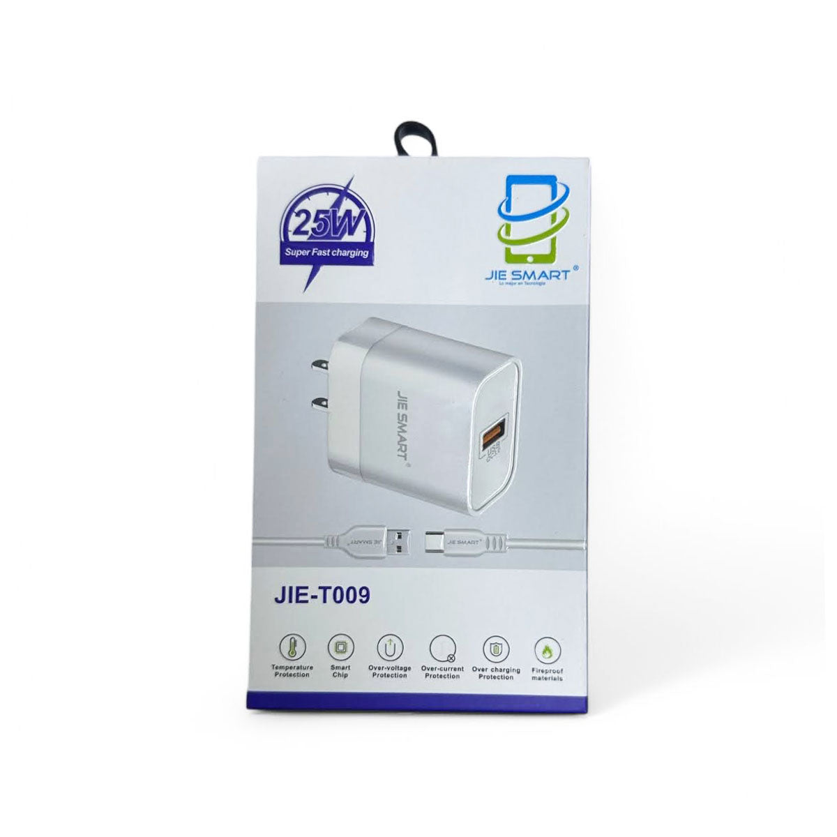 JIE SMART cargador rapido QC3.0 color blanco LED