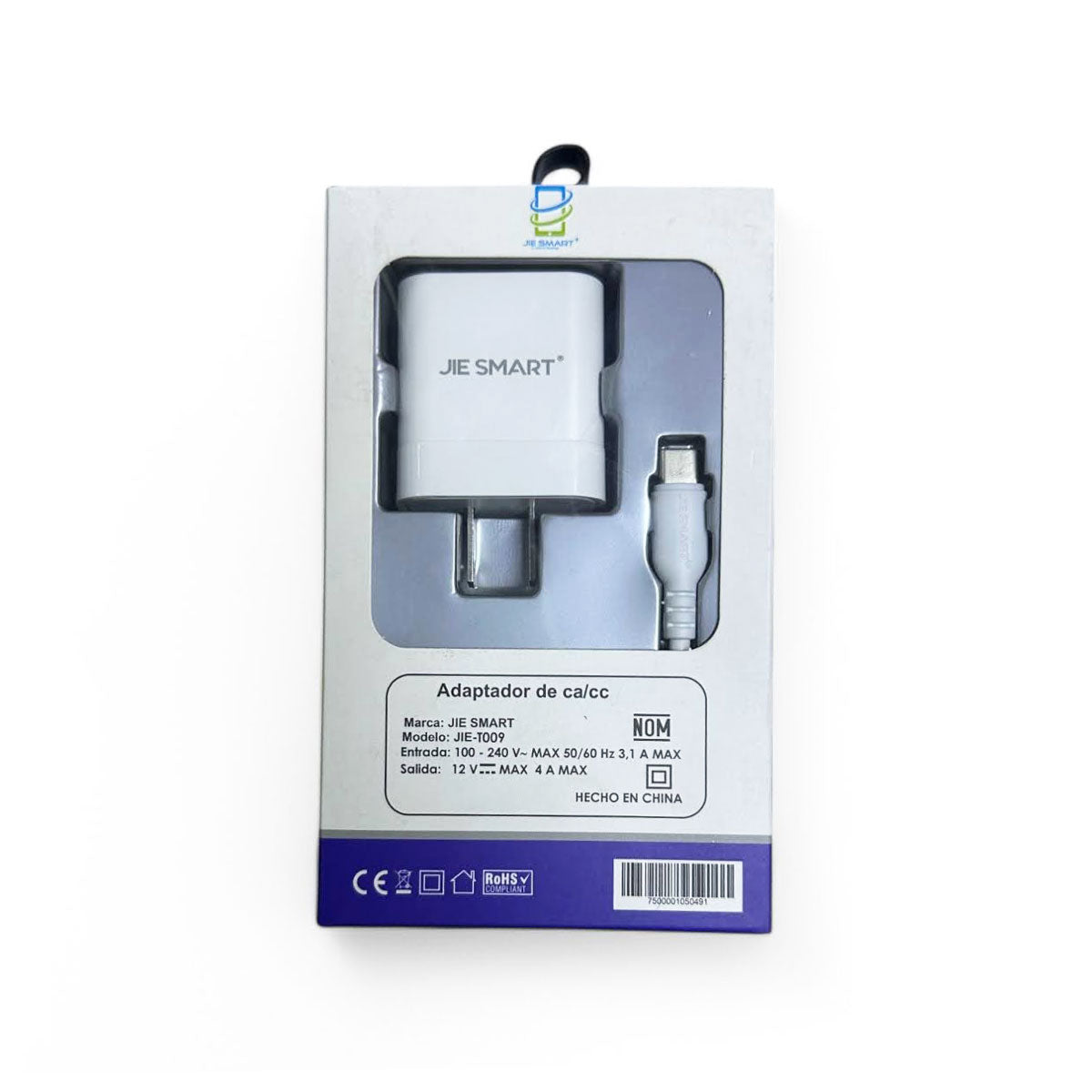 JIE SMART cargador rapido QC3.0 color blanco LED