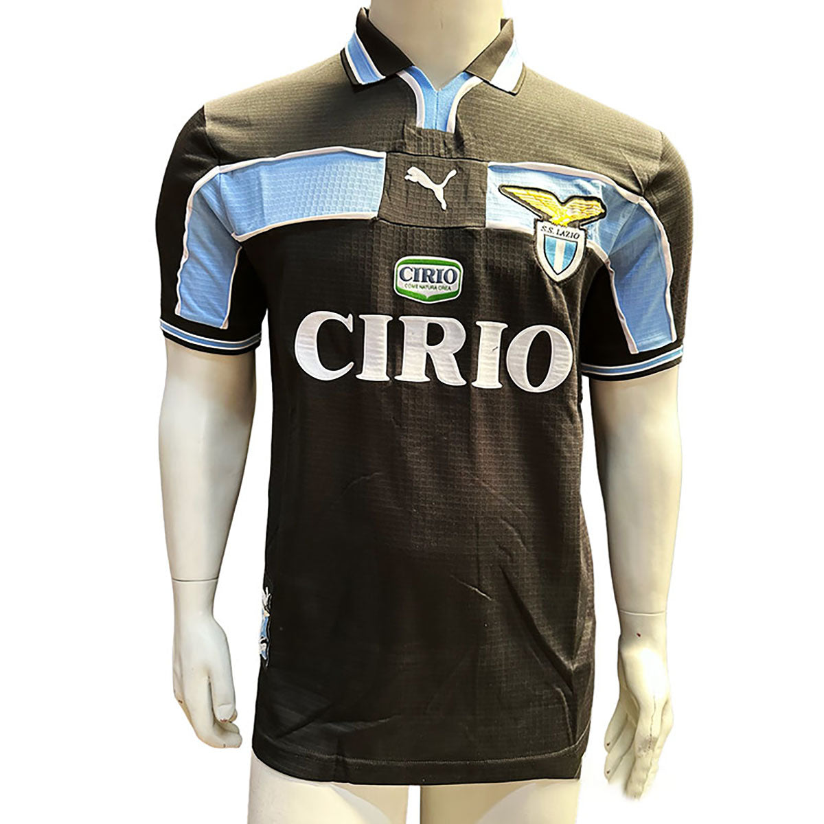 Jersey Puma Retro Lazio Negra Azul Manga Corta S