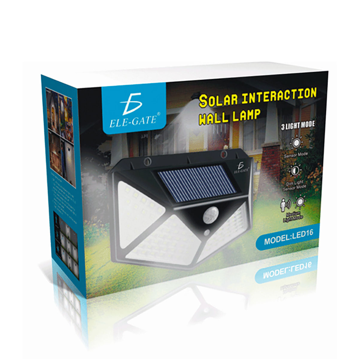Lampara Solar Sensor De Movimiento 100leds Ele-gate - Negro