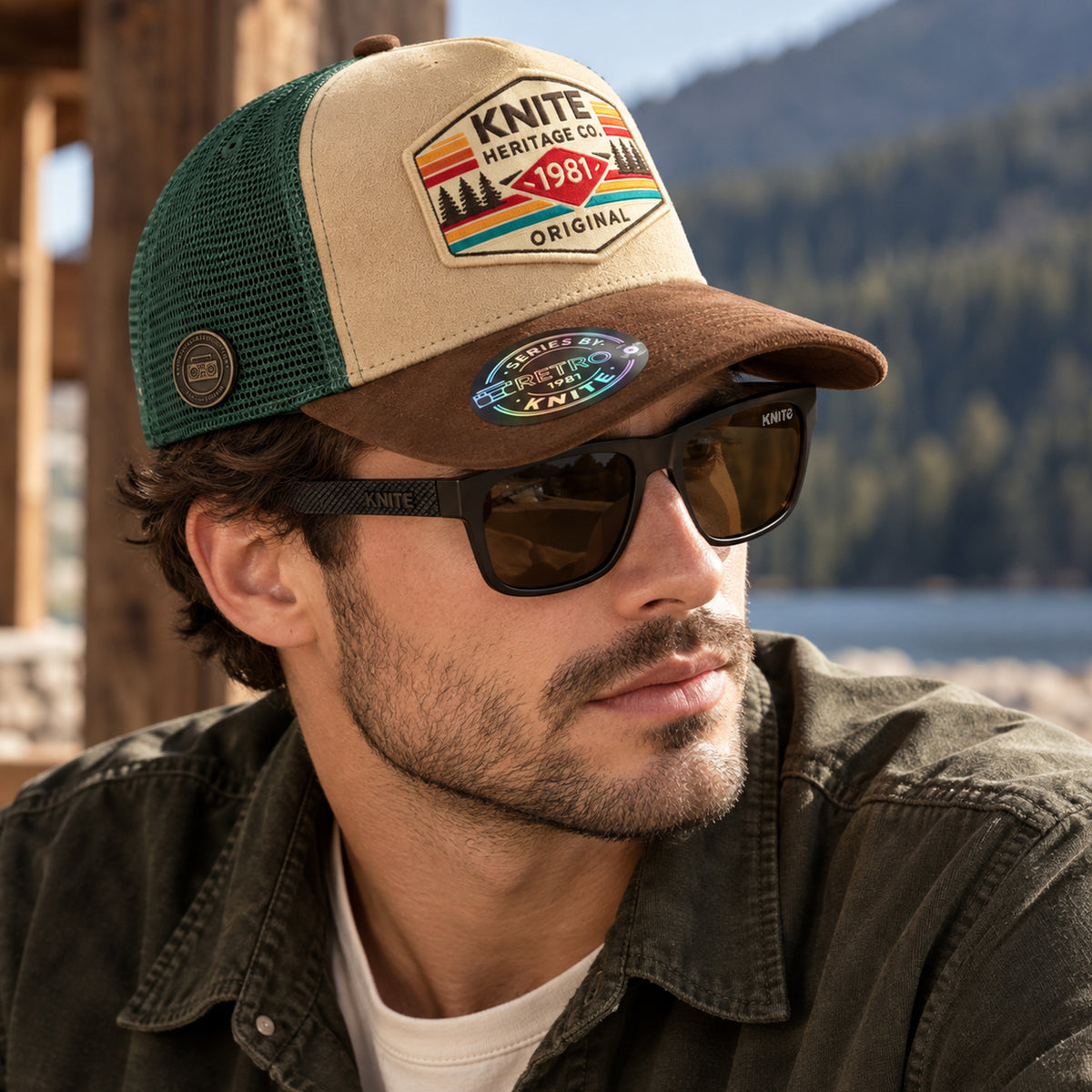 Lentes De Sol KNITE Hombre Armazon Negro Mica Cafe