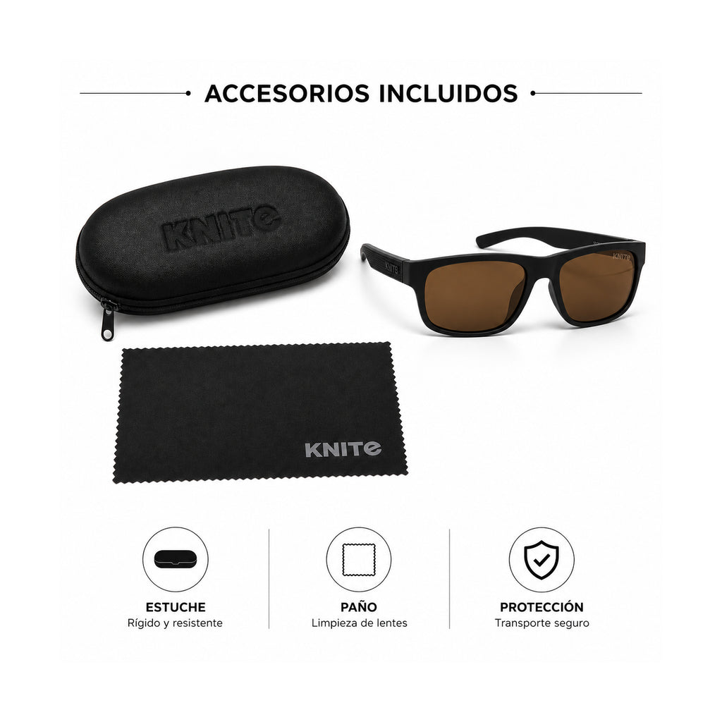 Lentes De Sol KNITE Hombre Negro Mica Cafe Fashion