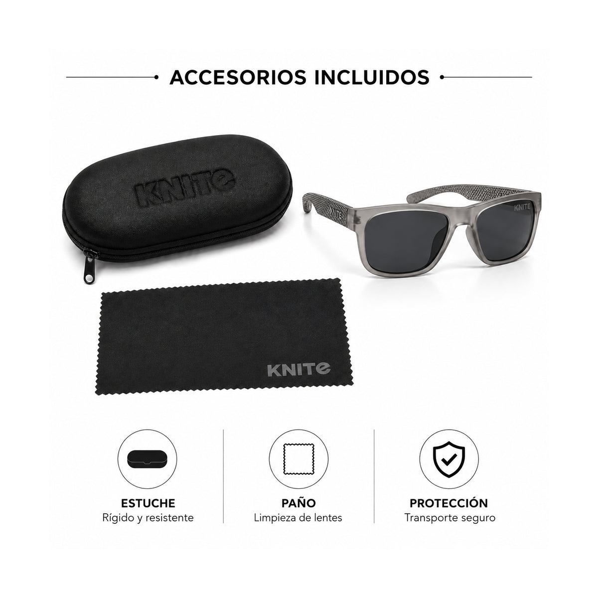 Lentes de Sol KNITE Hombre Armazon Transparente Gris
