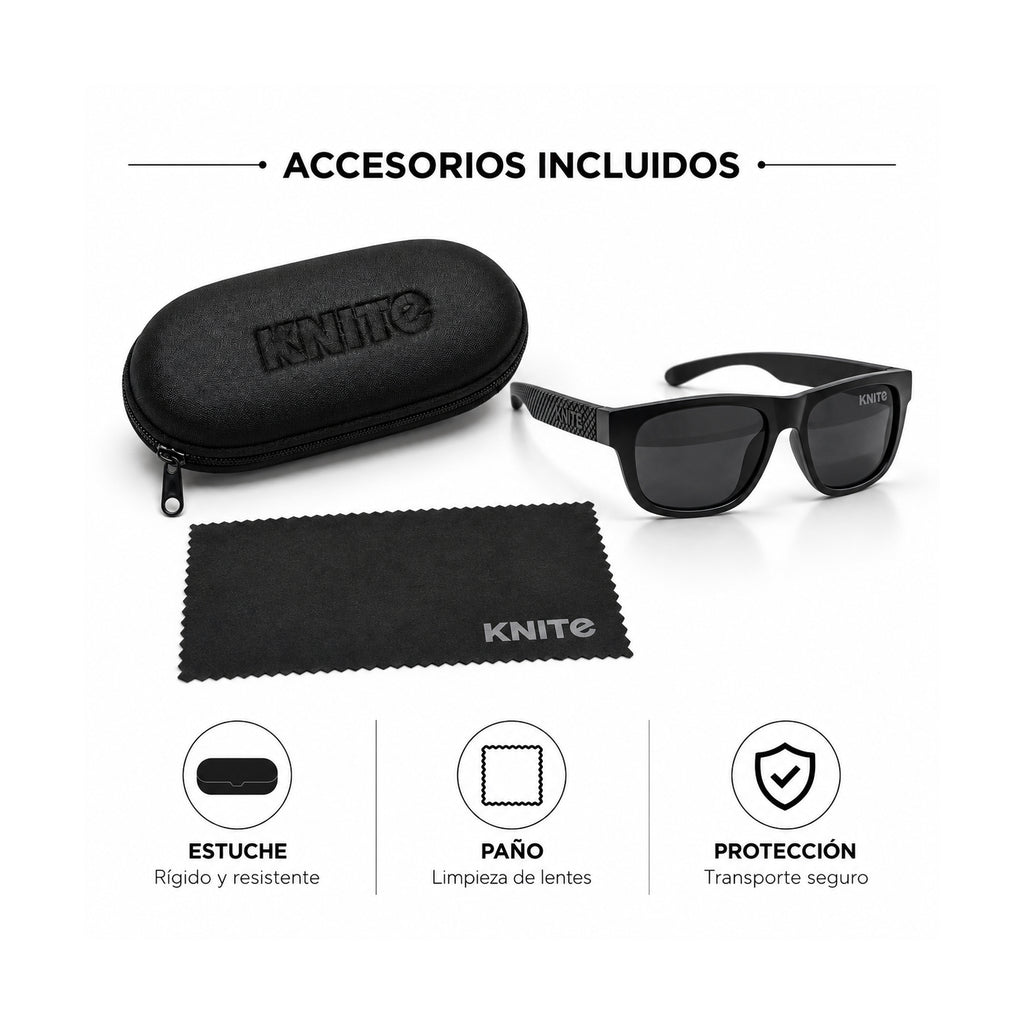 Lentes De Sol Knite Hombre Negro Mica Oscura