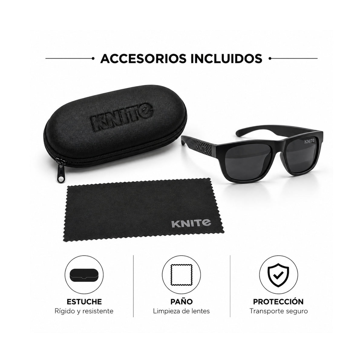 Lentes De Sol Knite Hombre Negro Mica Oscura