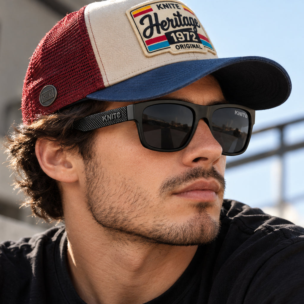 Lentes De Sol Knite Hombre Negro Mica Oscura