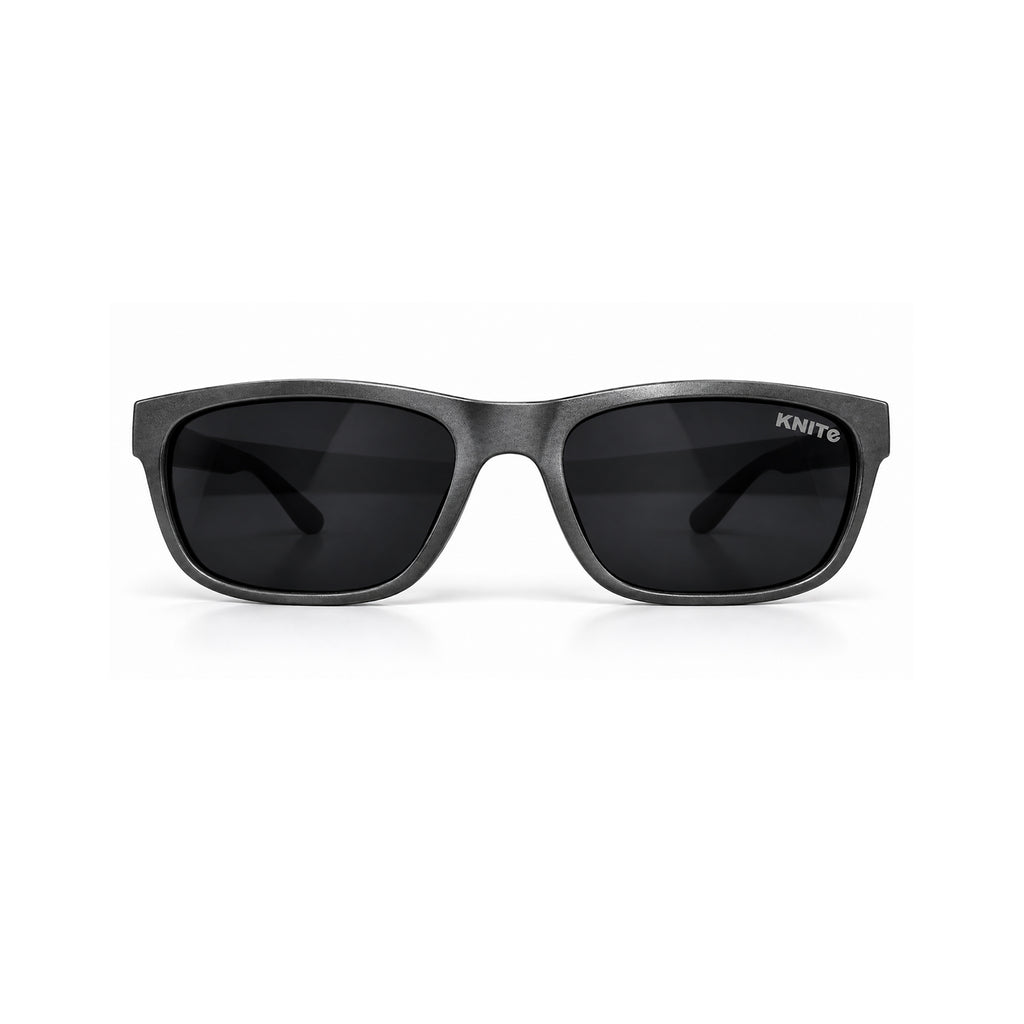 Lentes De Sol KNITE Hombre Armazon Plata Mica Negra