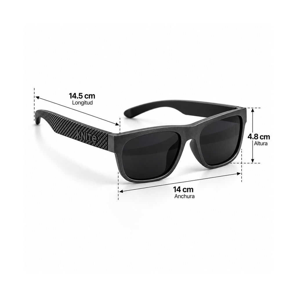 Lentes De Sol KNITE Hombre Armazon Plata Mica Negra