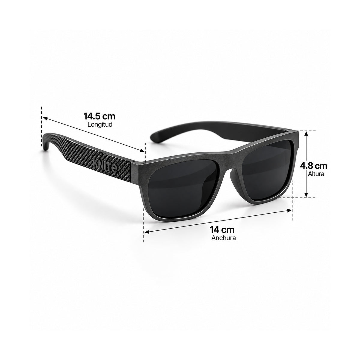 Lentes De Sol KNITE Hombre Armazon Plata Mica Negra