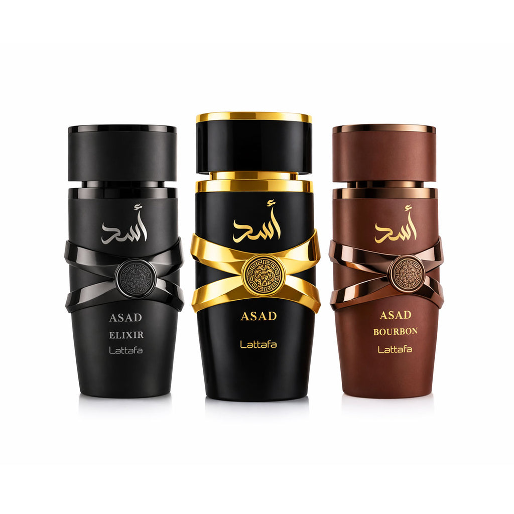 Kit 3 Perfumes Lattafa Asad Hombre Elixir Bourbon Premium