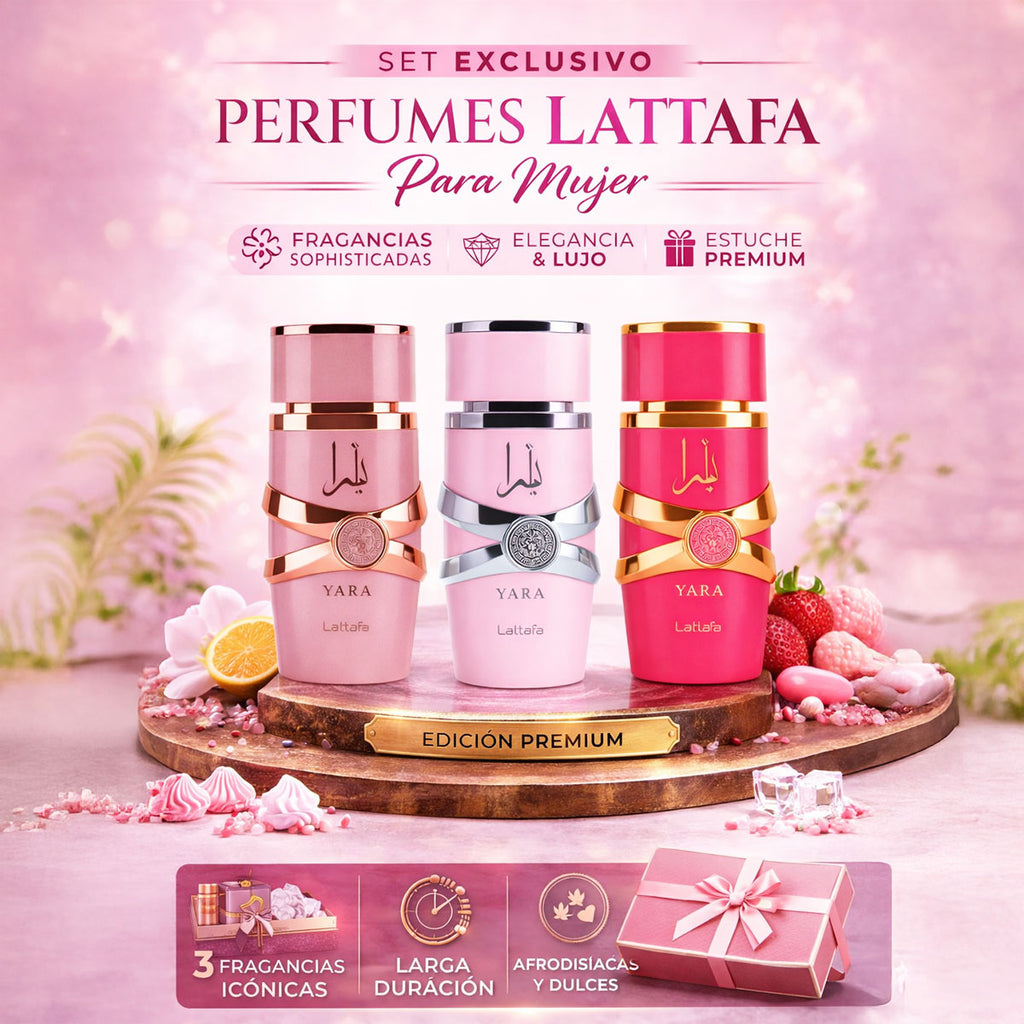 Kit 3 Perfumes Lattafa Yara Mujer Elixir Candy Dulce