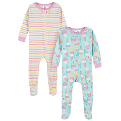 Mameluco Gerber Pack 2 Algodón Con Pies Ropa Dormir Bebé-12M