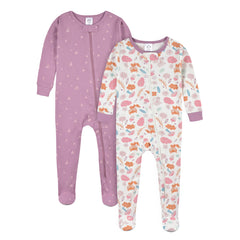 Mameluco Gerber Pack 2 Algodón Rosa Pies Bebé Niña Dormir-24M
