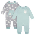 Mameluco Gerber Pack 2 Algodón Con Pies Gris Azul Bebé Niño-3-6M