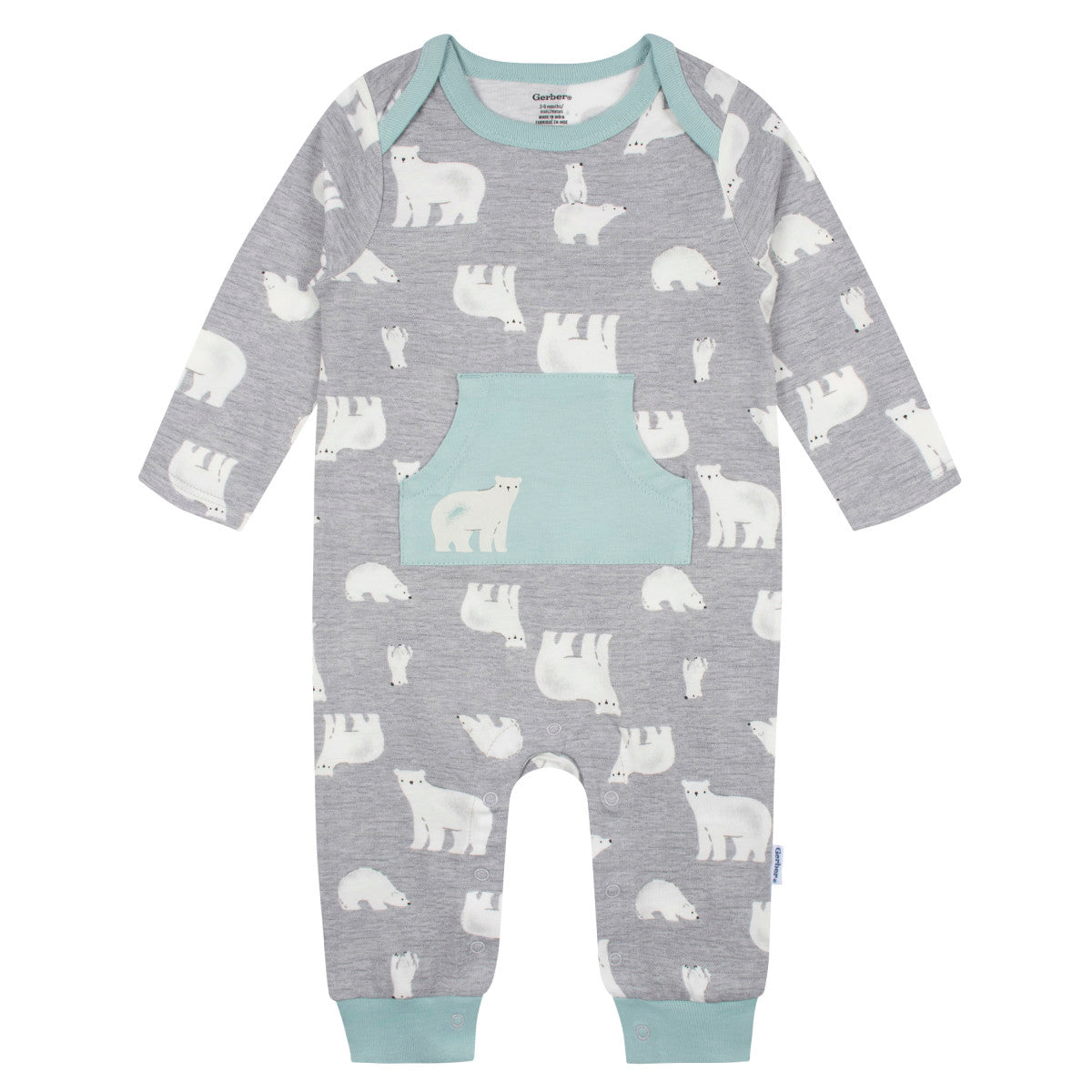 Mameluco Gerber Pack 2 Algodón Con Pies Gris Azul Bebé Niño-3-6M