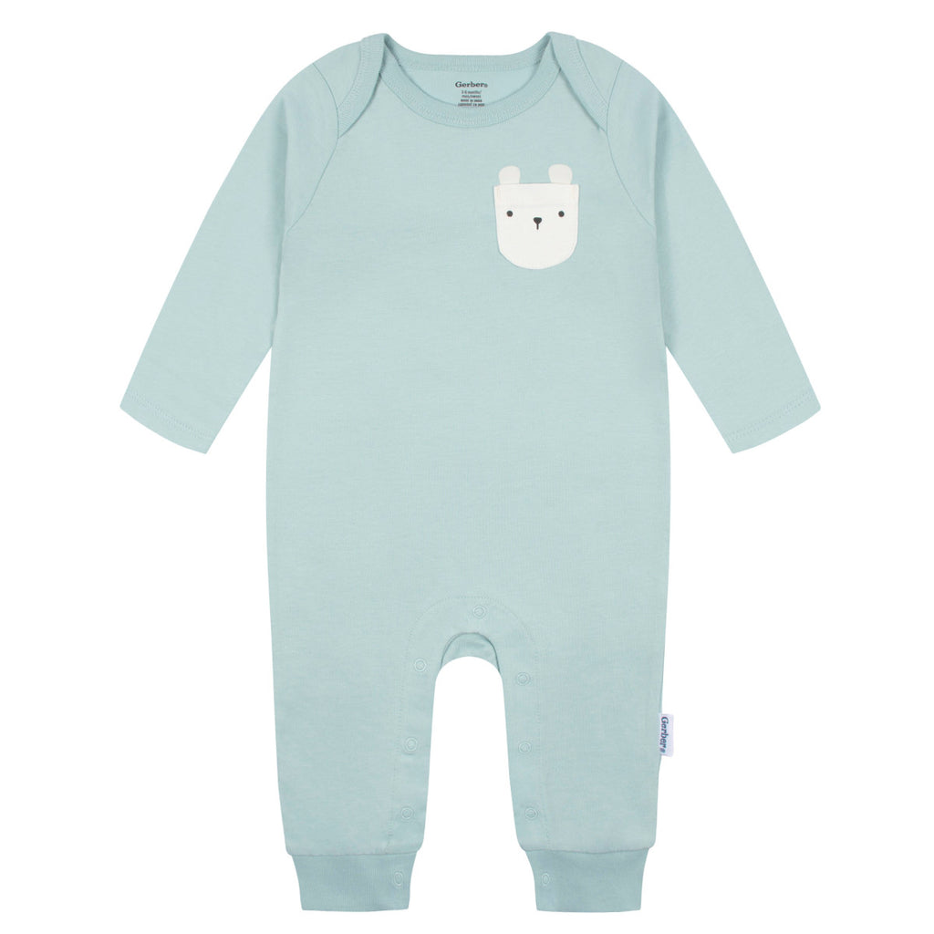 Mameluco Gerber Pack 2 Algodón Con Pies Gris Azul Bebé Niño-3-6M