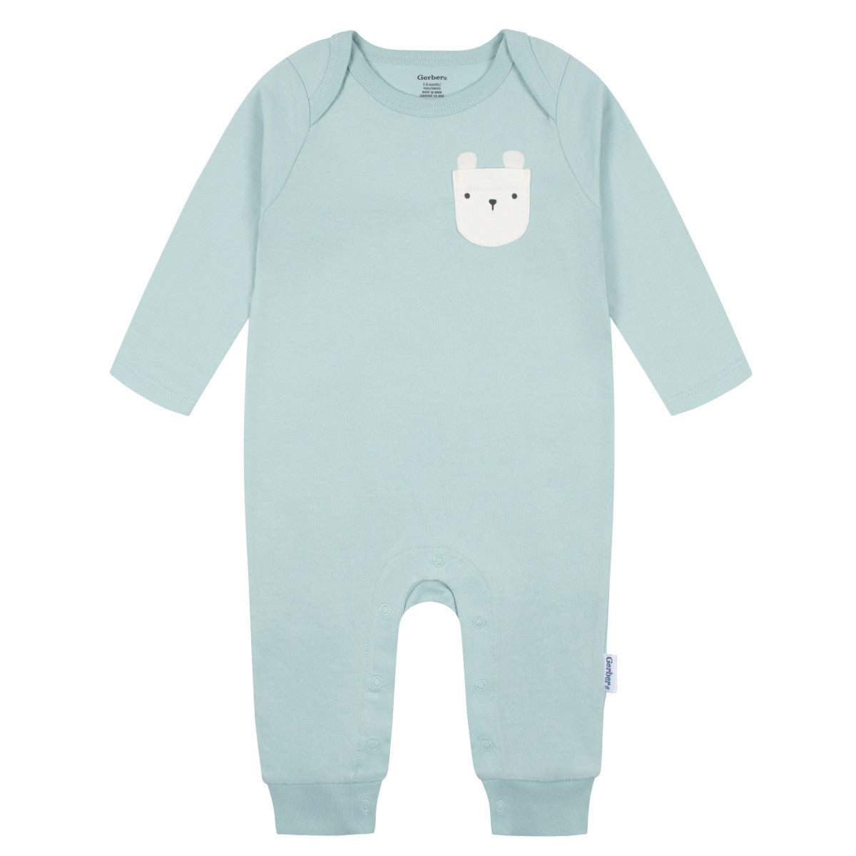 Mameluco Gerber Pack 2 Algodón Con Pies Gris Azul Bebé Niño-3-6M