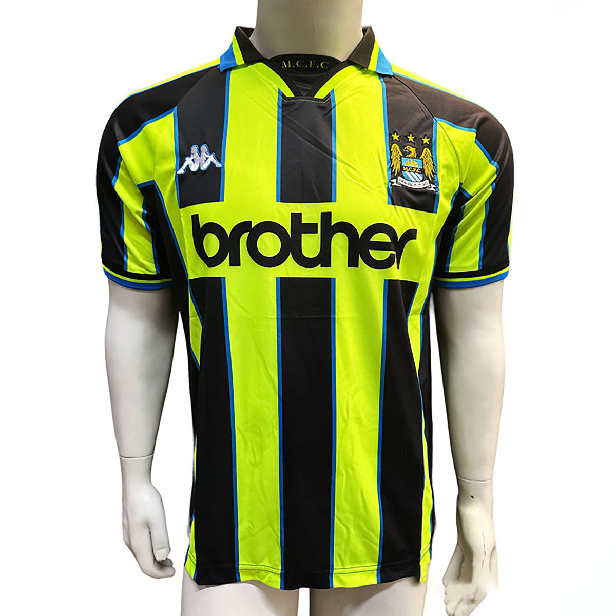 Jersey Kappa Retro Manchester City Verde Limon Manga Corta M