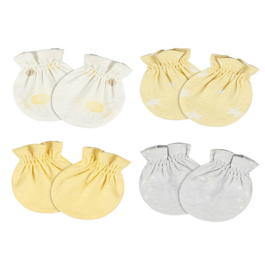 Mitones Gerber bebé gris amarillo 4 piezas antirrasguños-0-3M