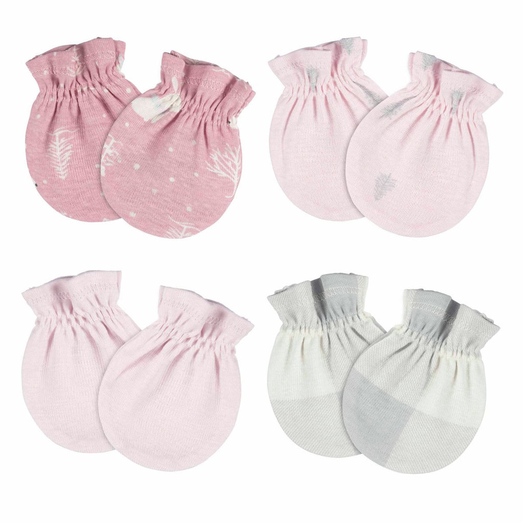 Mitones Gerber bebé rosa 4 piezas antirrasguños algodón 0-3m-0-3M