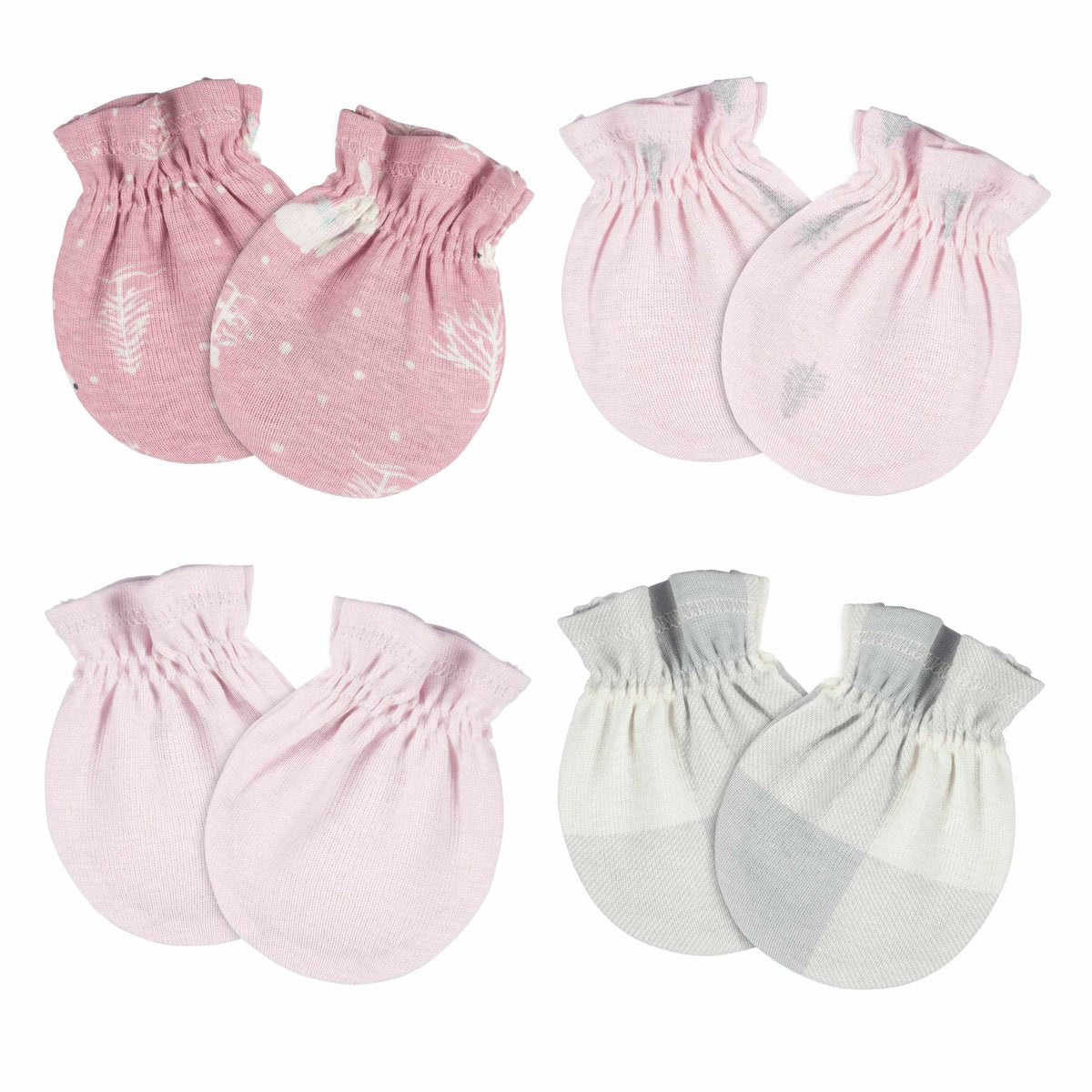 Mitones Gerber bebé rosa 4 piezas antirrasguños algodón 0-3m-0-3M