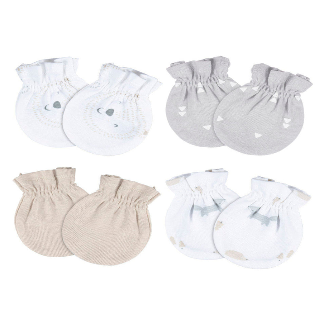 Mitones Gerber bebé blanco gris antirrasguños 0-6 meses-0-3M