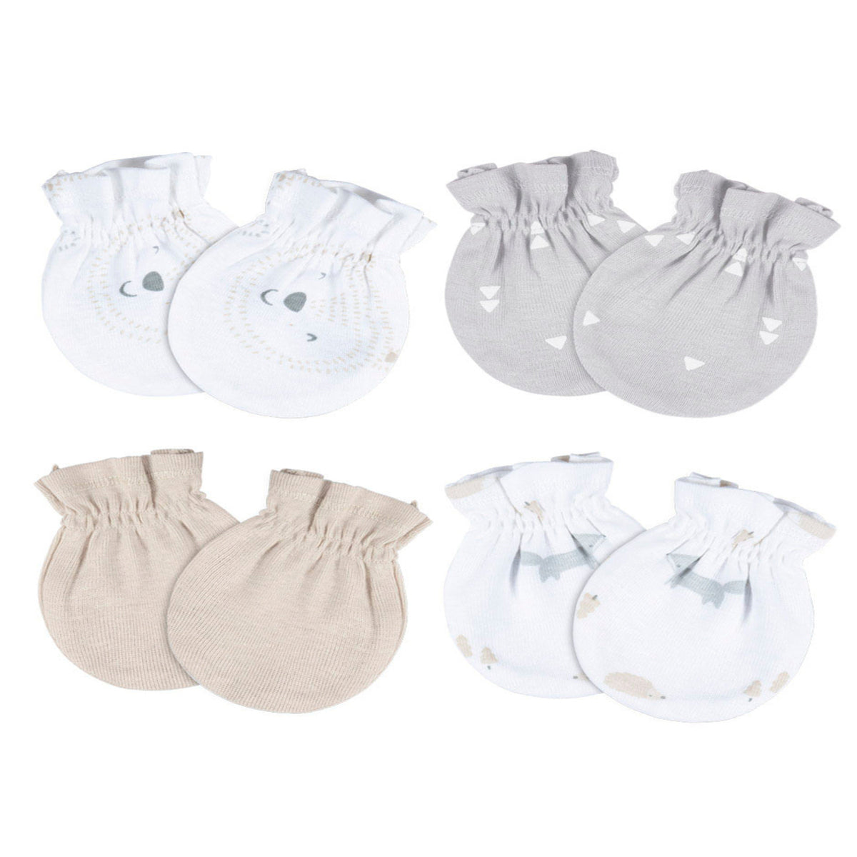 Mitones Gerber bebé blanco gris antirrasguños 0-6 meses-0-3M