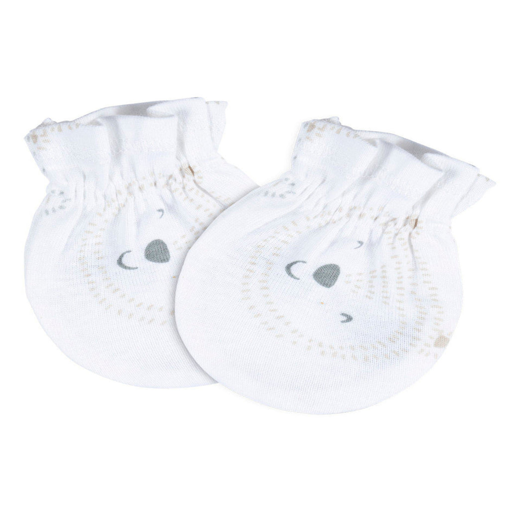Mitones Gerber bebé blanco gris antirrasguños 0-6 meses-0-3M