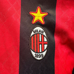 Jersey Lotto Retro Milan Roja Negra Manga Corta XL