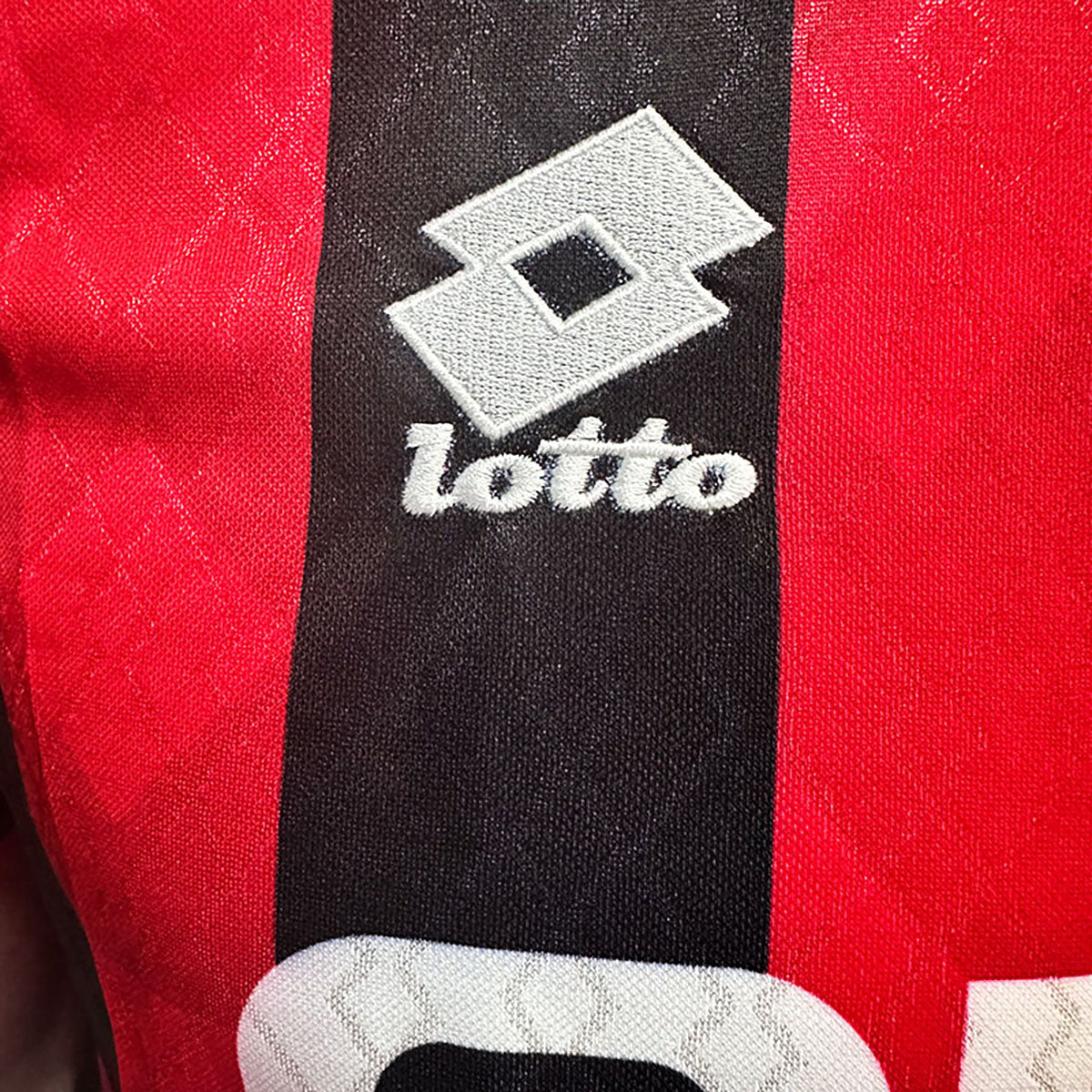 Jersey Lotto Retro Milan Roja Negra Manga Corta XL