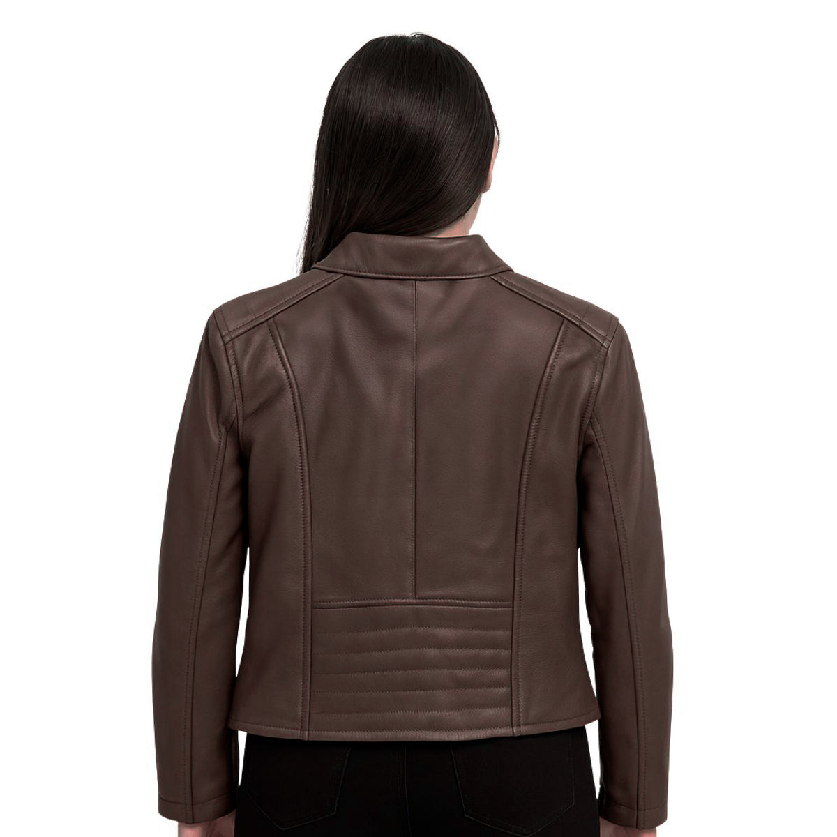 Chamarra de piel castelli biker mujer slim cuello redondo-S