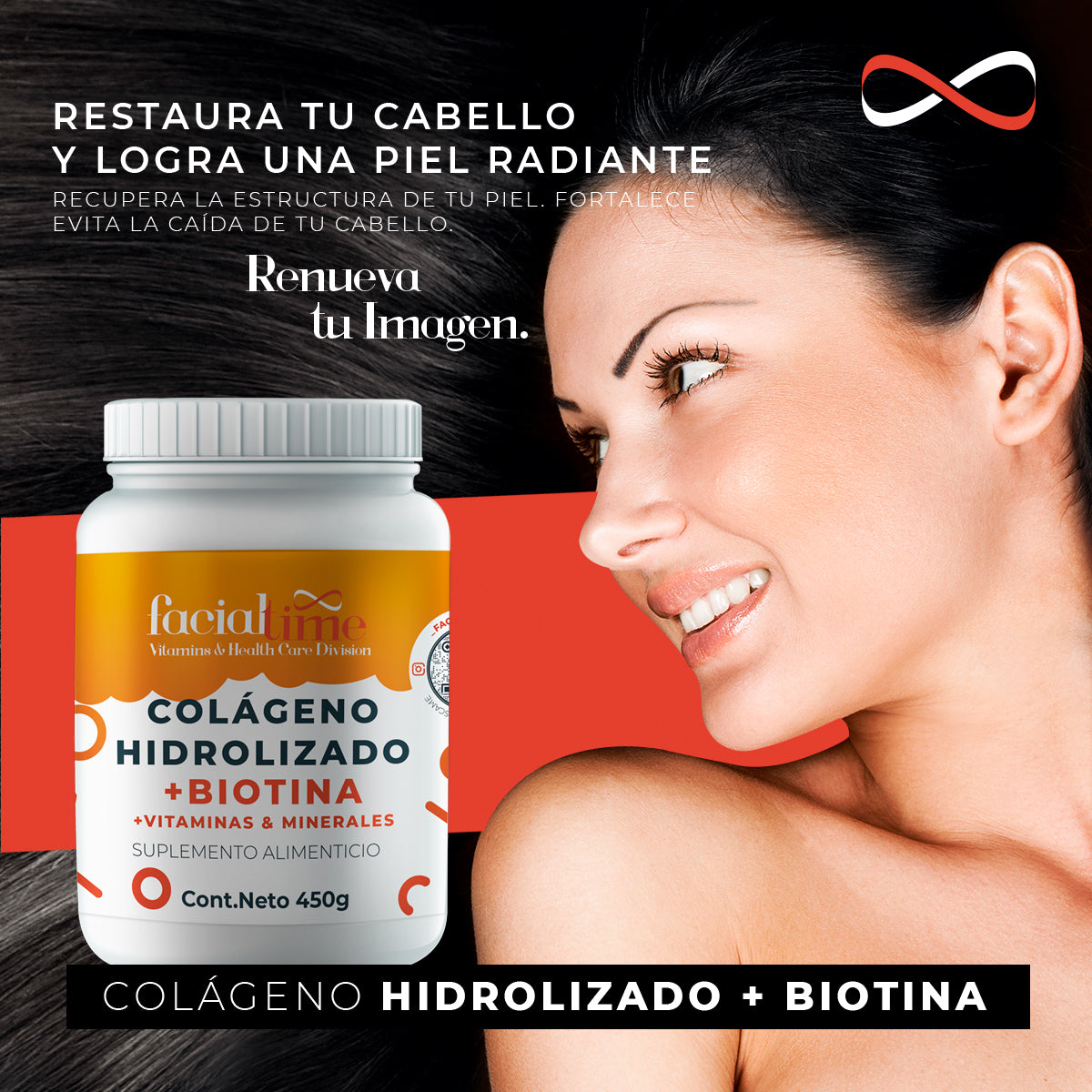 Kit 2 Colágeno Hidrolizado con Biotina 450g FacialTime