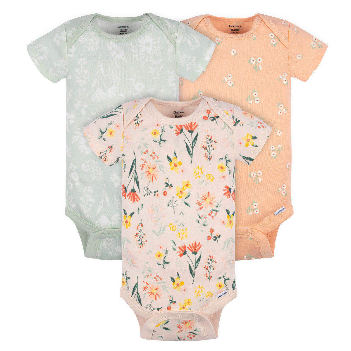 Pañalero Gerber Pack 3 Piezas Body Bebé Ropa Niña Niño-6-9M