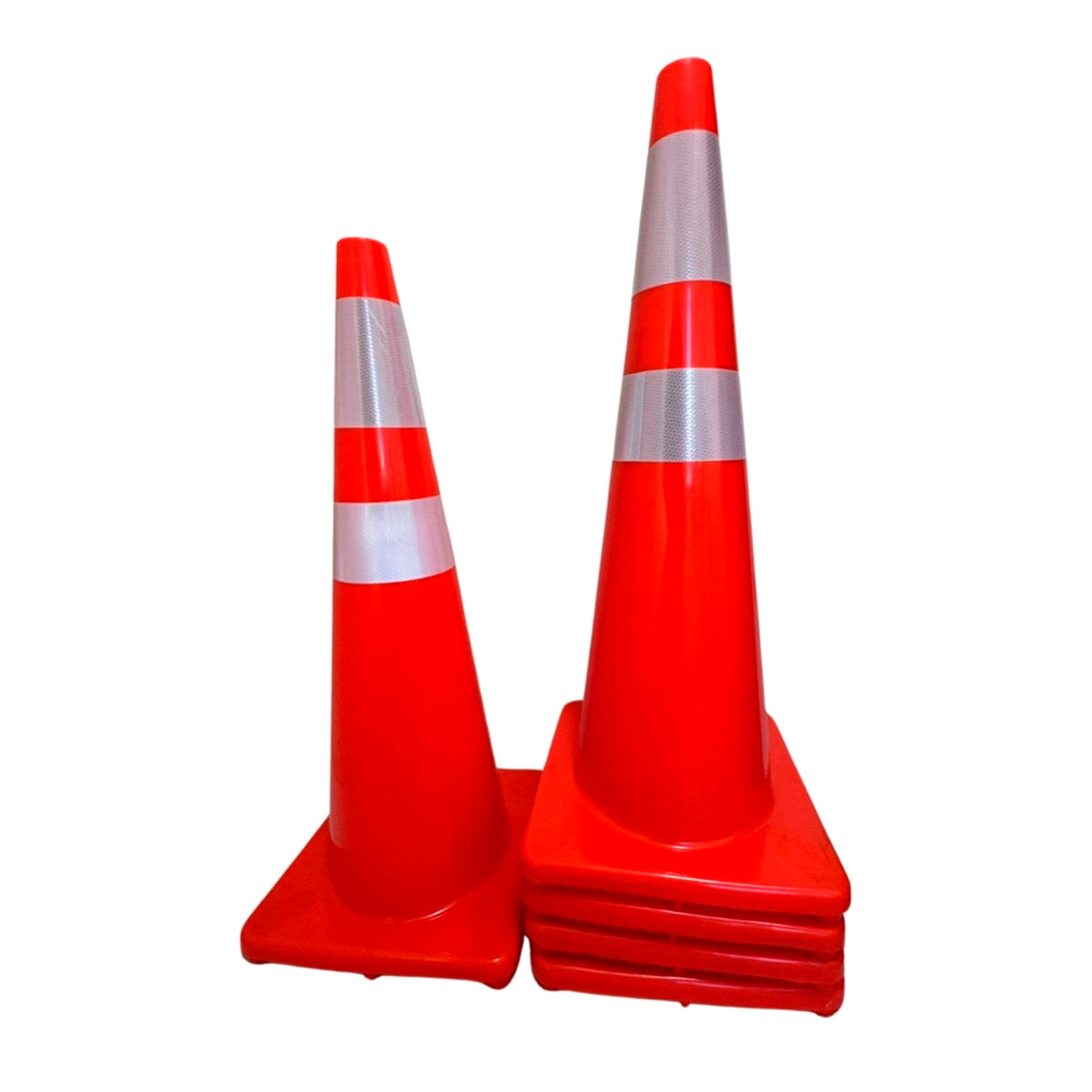 Set Conos 5 pzs Tránsito Vial Naranja Reflejante Seguridad-90 cm