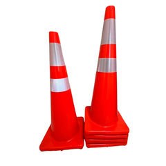 Set Conos 5 pzs Tránsito Vial Naranja Reflejante Seguridad-90 cm