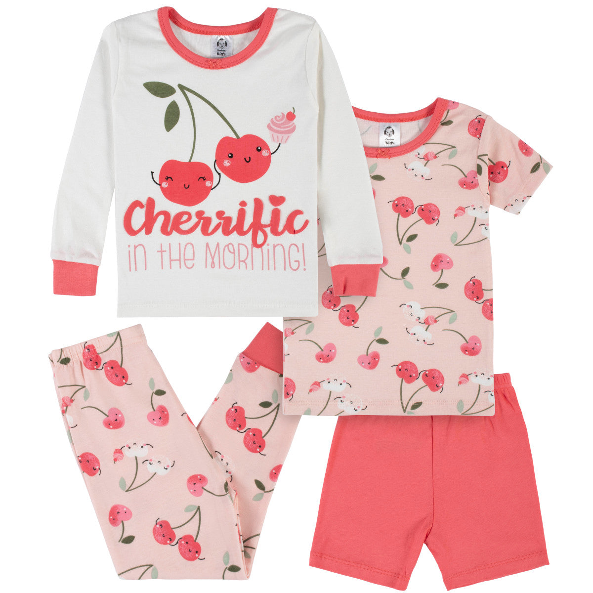 Pijama Gerber 4 piezas niño algodón blanco rojo 12 meses-3T