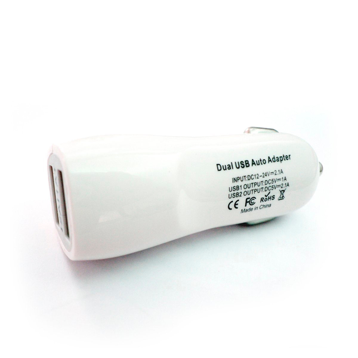 Cargador Para Auto Plug In 2 Usb 2100 Mah Con Cable V8 Ngr - Blanco N/A
