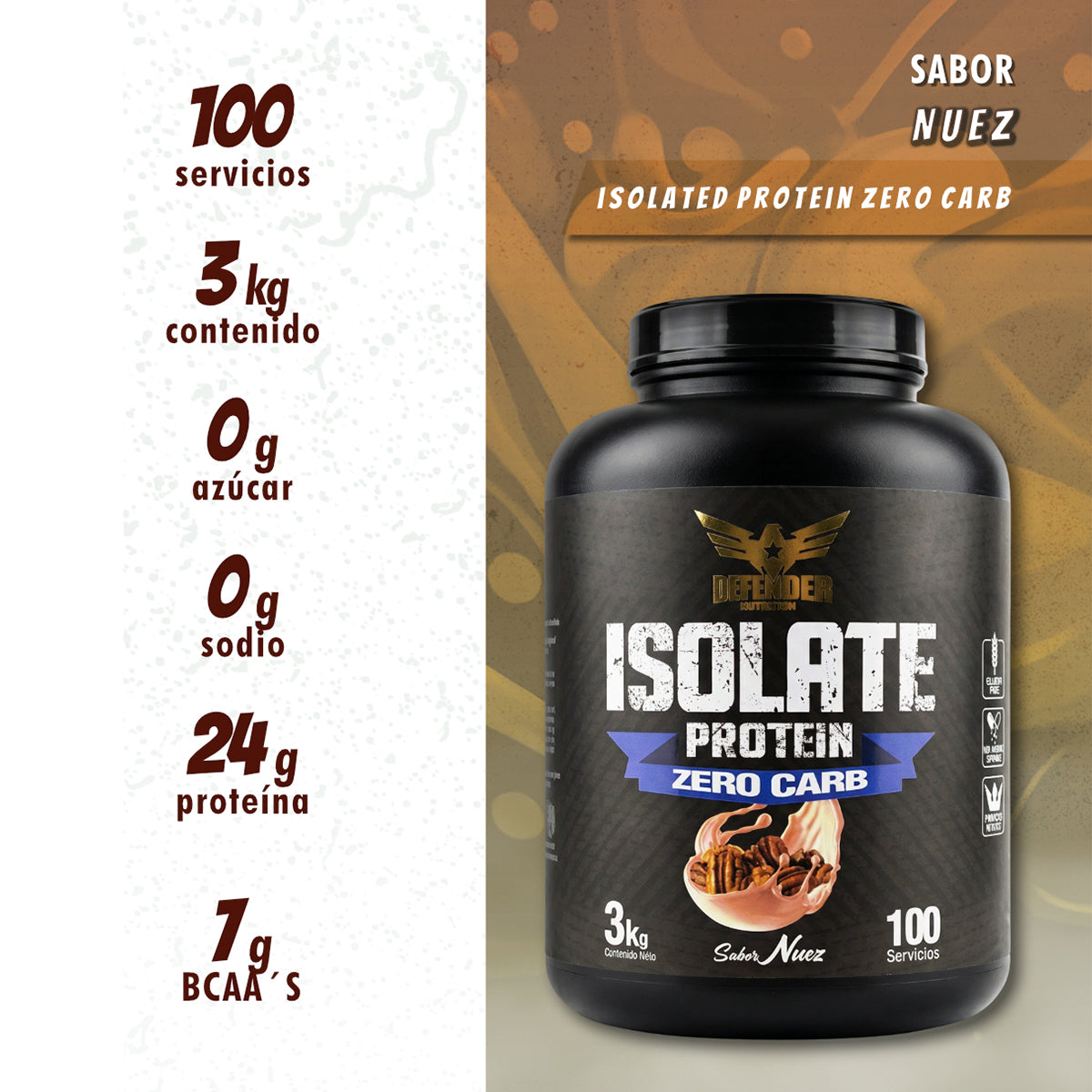 Proteina Iso Defender 3kg Suplemento Polvo Musculo