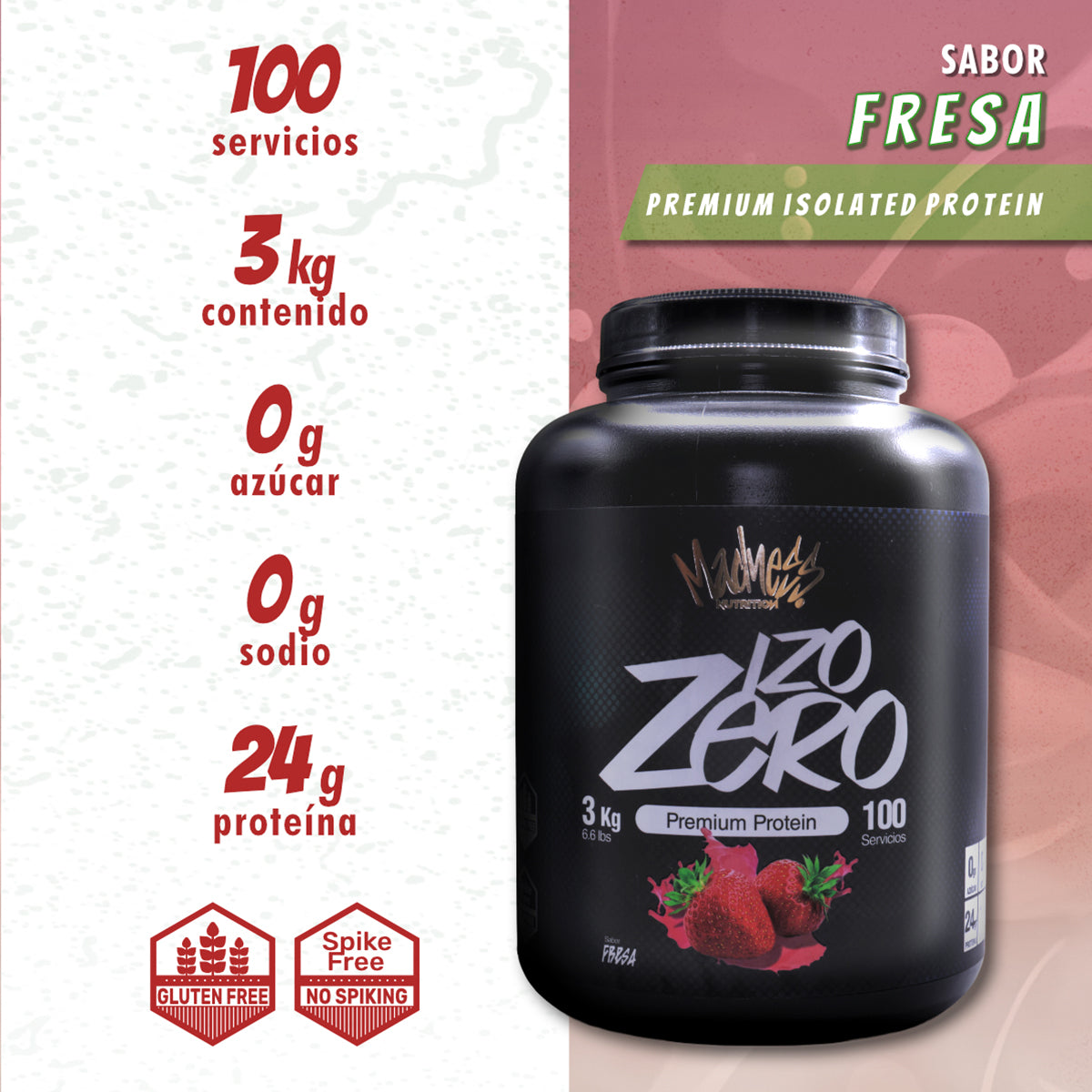 Proteína Isolate Madness 3kg Suero de Leche Suplemento