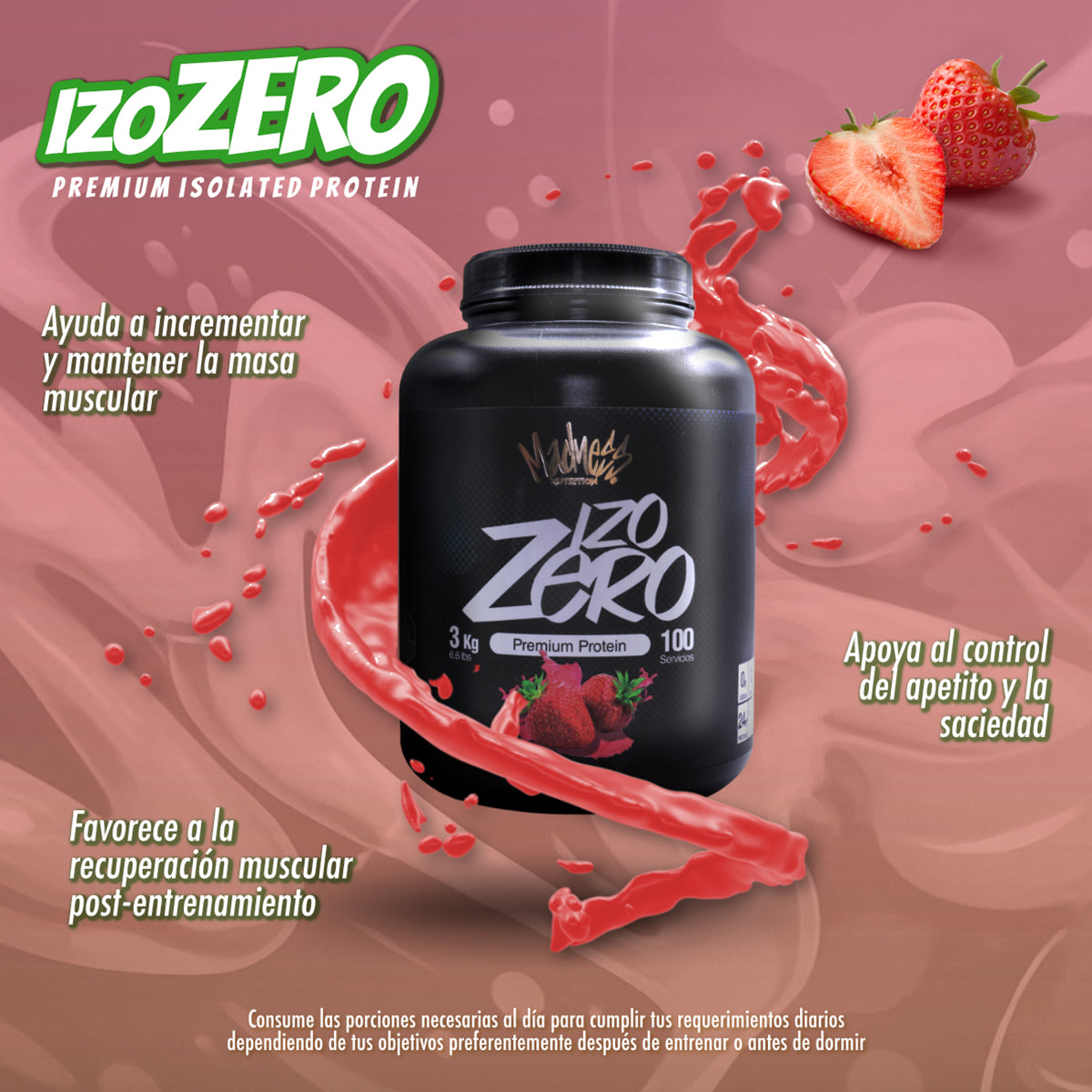 Proteína Isolate Madness 3kg Suero de Leche Suplemento