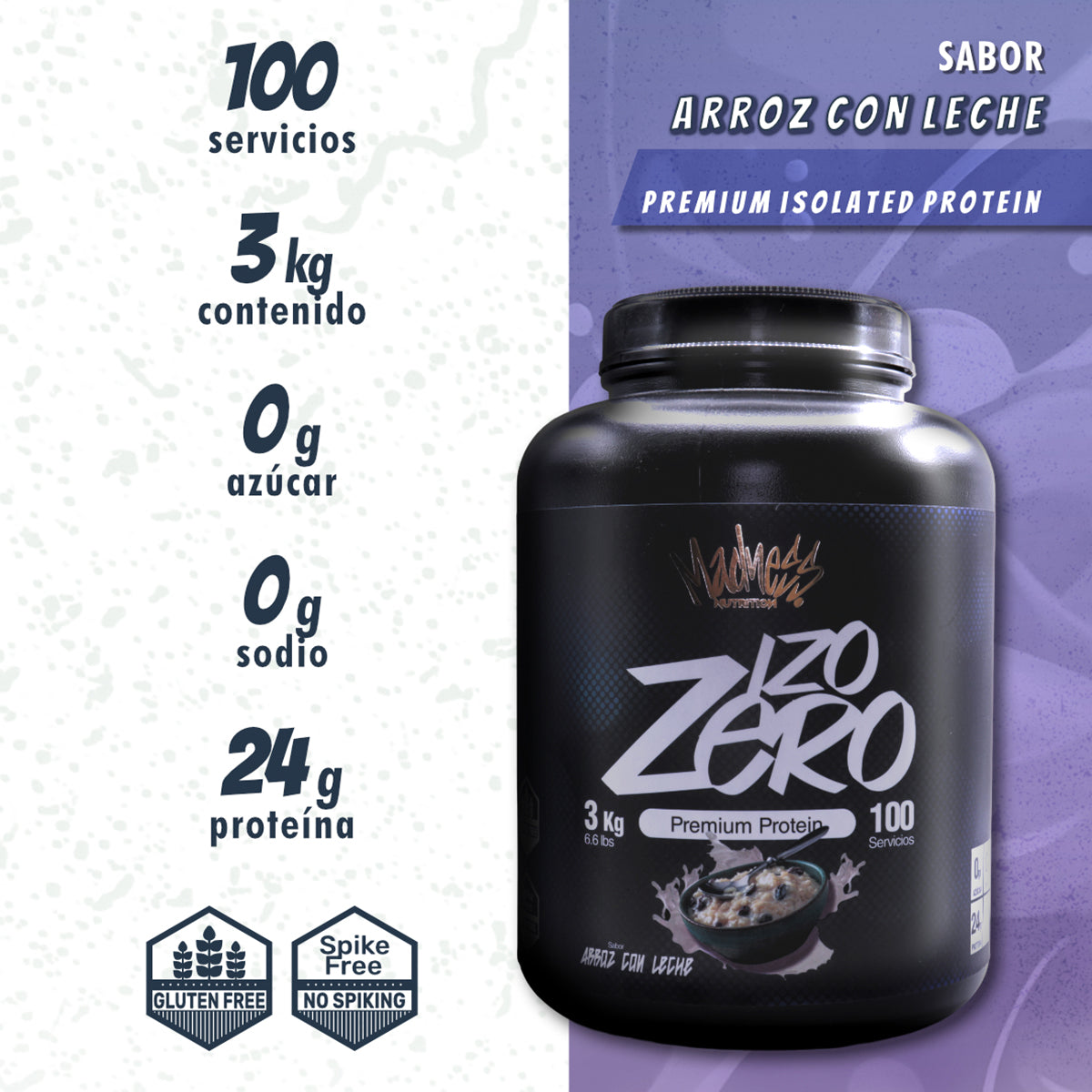 Proteína Isolate Madness 3kg Deportiva Bajo Carbohidratos