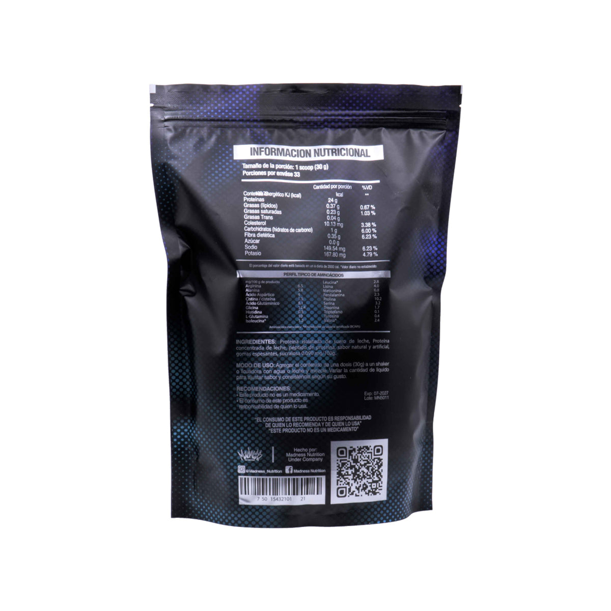 Costal proteina isolate Madness 1 kilo suplemento deportivo