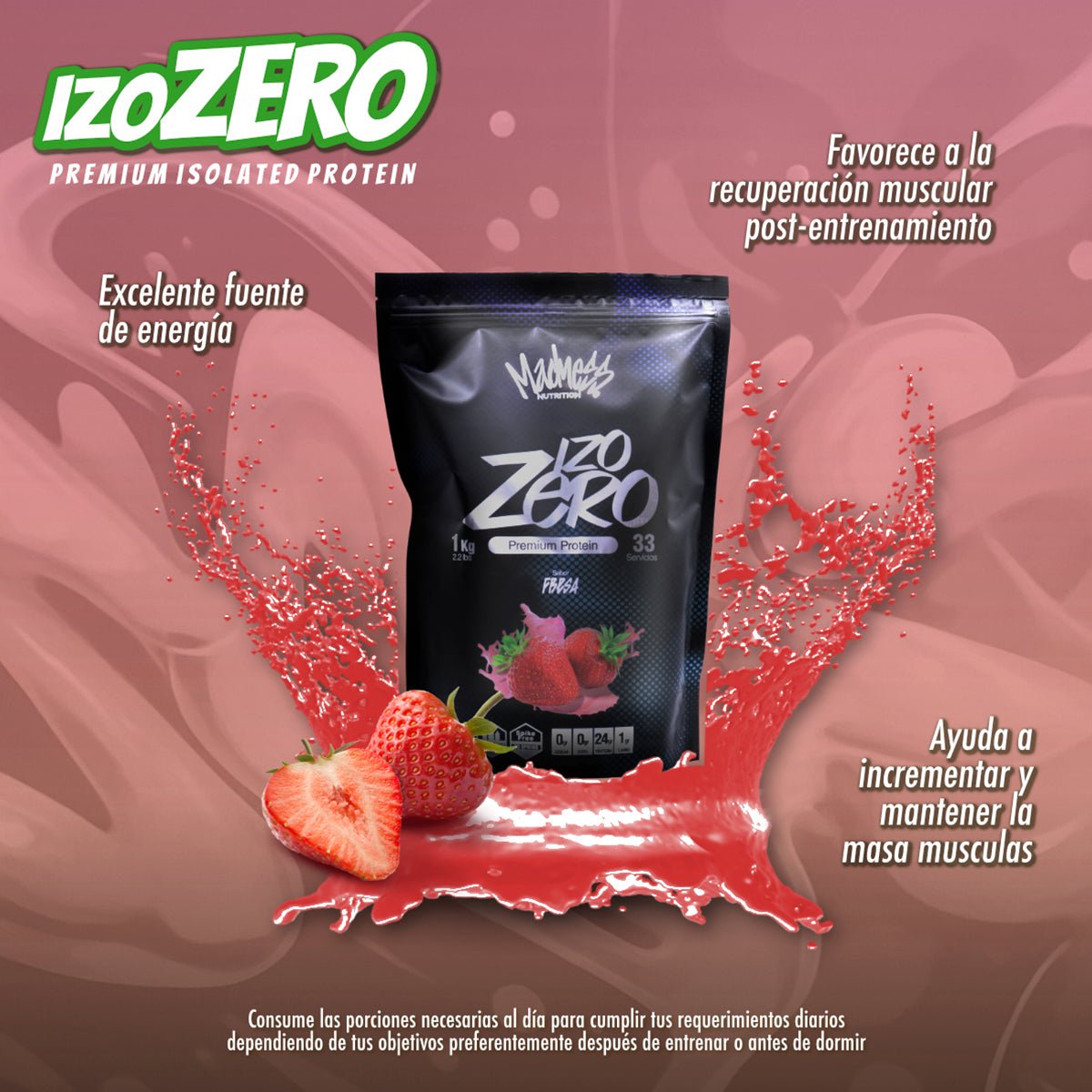Costal proteina isolate Madness 1 kilo suplemento deportivo