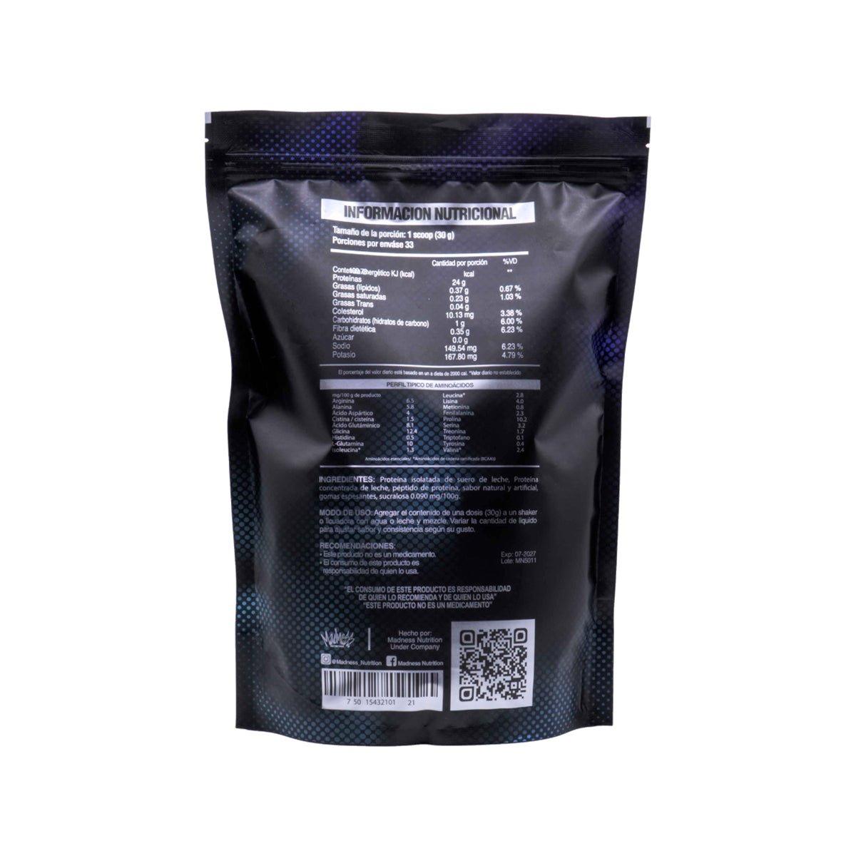 Proteína isolate Madness 1kg sabor capuchino suplemento premium