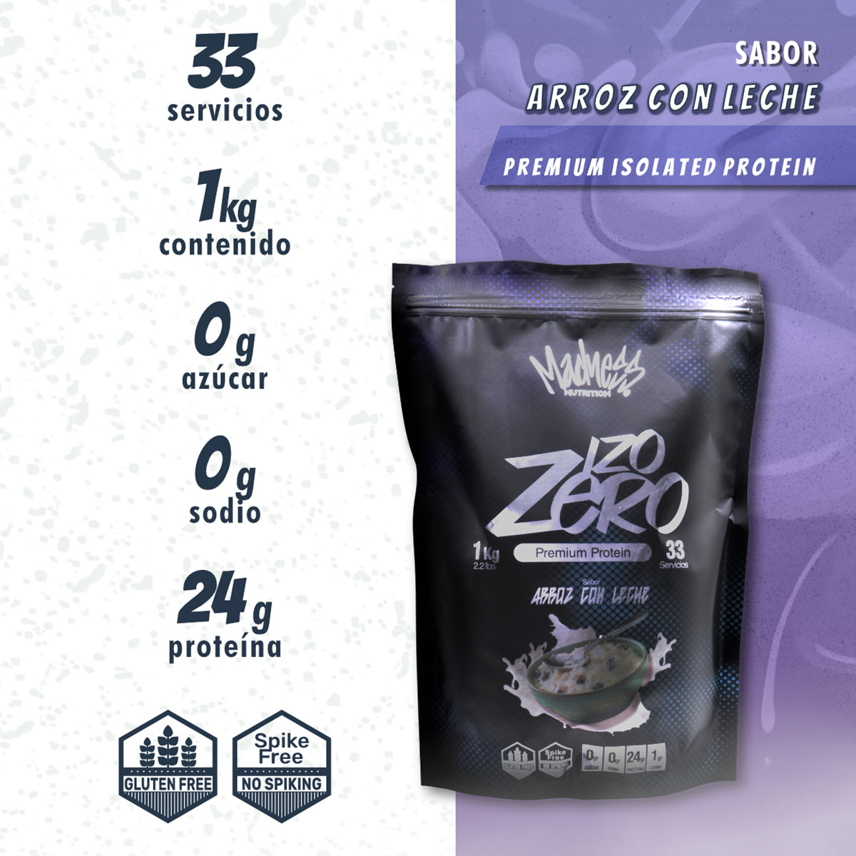Proteína isolate Madness 1kg sabor capuchino suplemento premium
