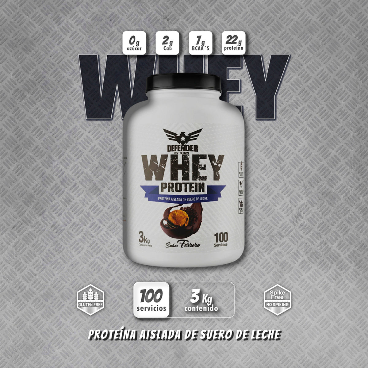 Proteína Whey Defender 3kg Sabor Ferrero