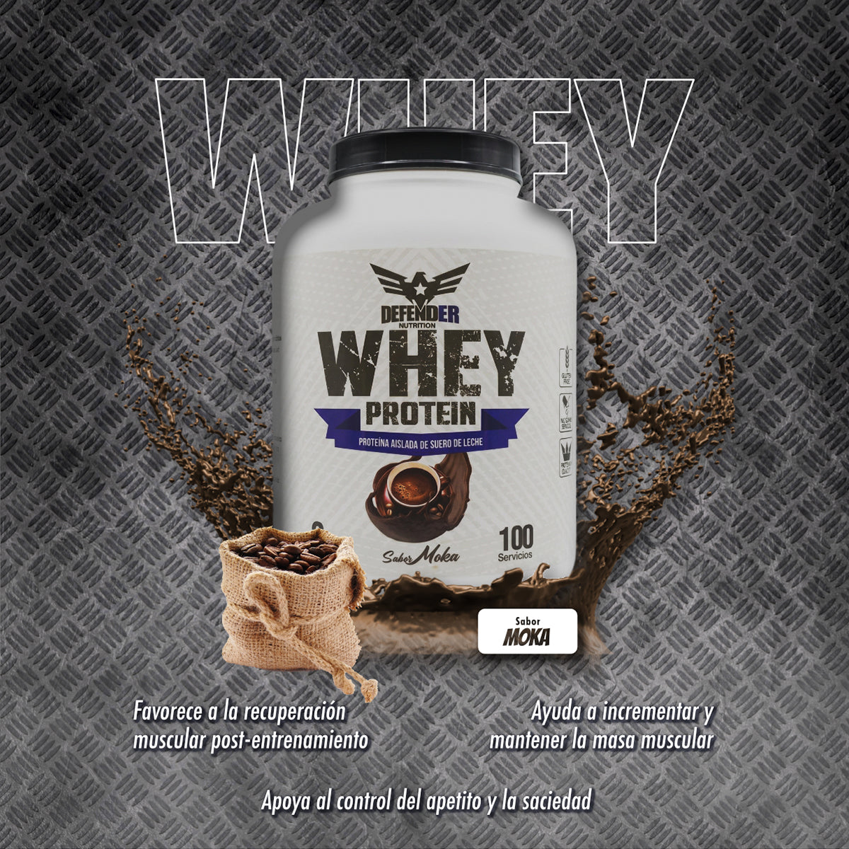 Proteina Whey Defender 3kg Suplemento Polvo Musculo